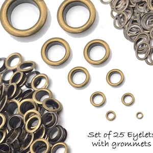 Antique Brass Eyelet Grommet Set: 3mm-6mm, 25 pcs
