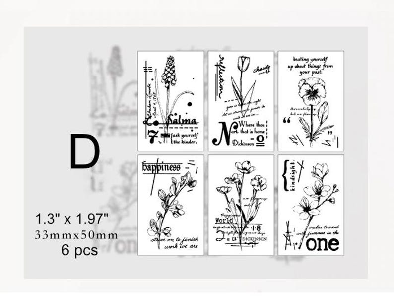 Rubber Stamp on a Foam Backing Vintage Design for Scrapbooking, Junk Journal, Planner, Bullet Journal D