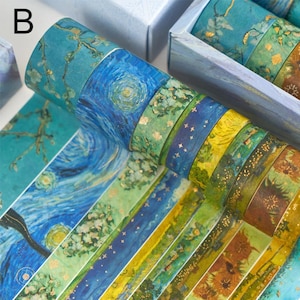 Gold Foiled Accent Elegant Washi Set, Golden Washi Tape, Van Gogh Washi Tape, Scrapbooking, Morrocan Tile Tape,Floral Tape,Junk Journal