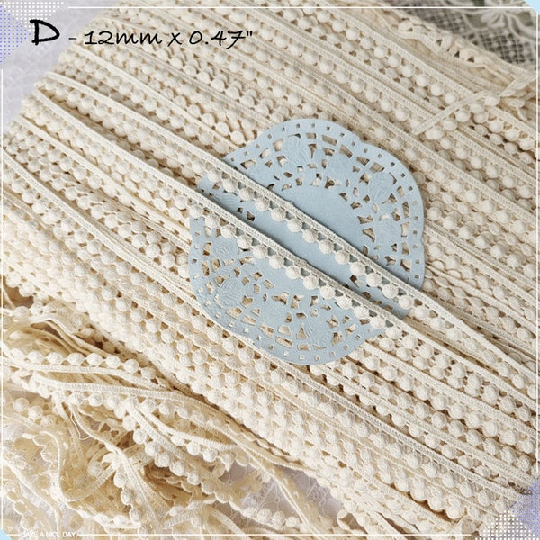 Embroidery Lace Trim White , off-White, Beige by the yard, Junk Journal, Scrapbooking, Sewing Projects