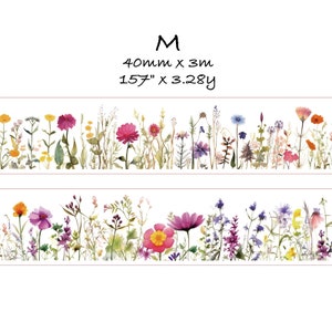 Flowers Washi Tape, Scrapbook Tape, Mushroom Tape, Retro Washi Tape, Botanical, Flora Washi Tape, Watercolor Washi Tape,Deco Washi Tape