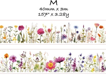 Flowers Washi Tape, Scrapbook Tape, Mushroom Tape, Retro Washi Tape, Botanical, Flora Washi Tape, Watercolor Washi Tape,Deco Washi Tape