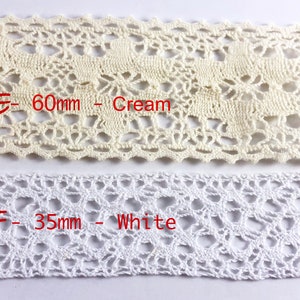 Lace Trim, 3/4&quot; and 1&quot; wide, White lace, Embellishment, Junk Journaling, by the yard