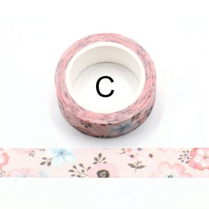 Botanical Sparkling Tape, Flowers Washi Tape, Vintage Floral tape, Scrapbook Tape, Retro Washi, Garden Flora Tape, Shabby Chic Tape