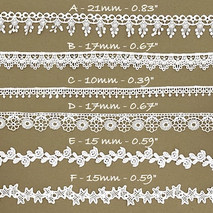 White Guipure Lace Embroidery Trim Ribbon by the yard, Junk Journal, Scrapbooking, Sewing, Mixed Media, Doll trim