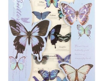 30 Pcs Butterflies PET Sticker, Wings, Insect,  Transparent, Junk Journal Scrapbook Mixed Media