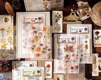 Botanical Rub-On Transfer Sheets with Canvas Fabric - Scrapbooking, Junk Journals