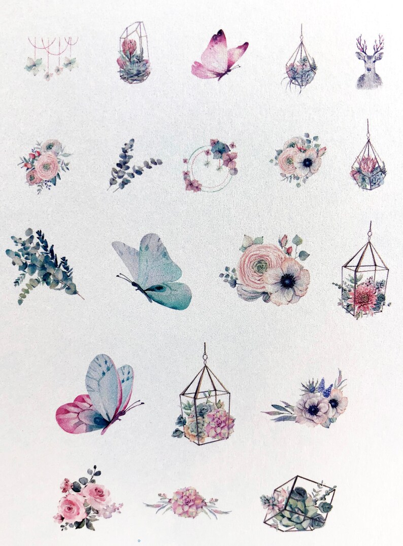 Vellum Sticker Botanical Sticker Garden Sticker Golden Etsy