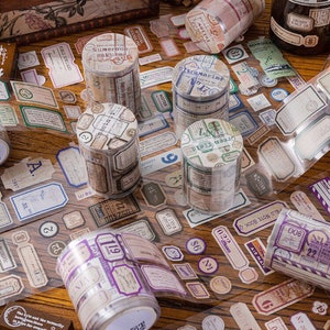 Label Stickers in a Roll, PET Label Tape, Junk Journal, Scrapbooking, Planner, Card,