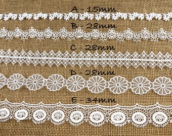 White Guipure Lace Trim by the yard, Delicate Trim, Embroidery Flower, Junk Journal, Scrapbooking, Sewing, Mixed Media