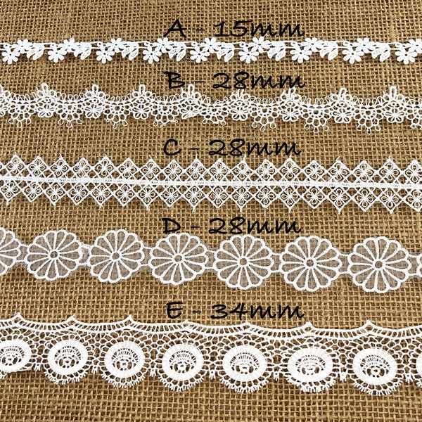 White Guipure Lace Trim by the yard, Delicate Trim, Embroidery Flower, Junk Journal, Scrapbooking, Sewing, Mixed Media