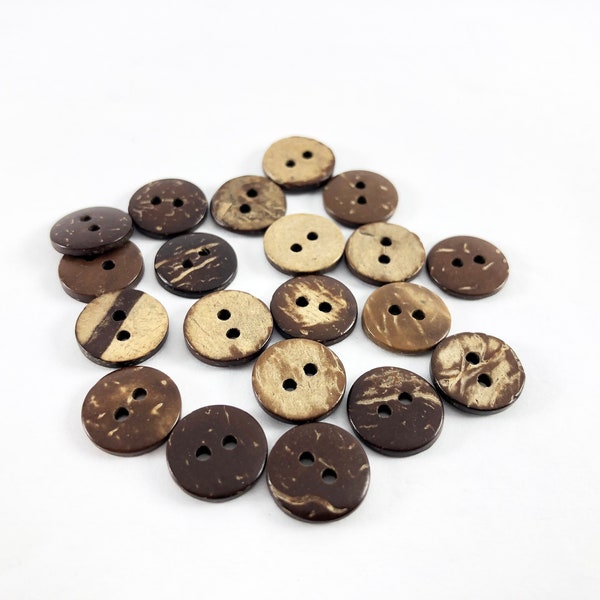 Coconut Shell Buttons or Mother of Pearl 13mm, Little Brown Beige Round 10mm Natural 20 pieces lot Embellishment Notions