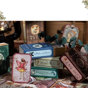 60 Pcs Box Kit Vintage Botanical Label Tag, Butterfly, Places & ObjectsFoliage, Shabby Chic ,Junk Journal, Scrapbooking, Card, Planner
