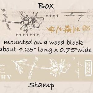 Wood Rubber Stamp Botanicals Vintage Design for Scrapbooking, Junk Journal, Planner, Bullet Journal A