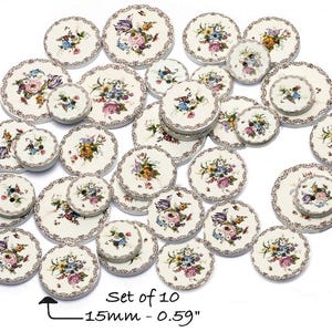 Fur Fabric Flat Metal Back Buttons: Clock, Flower, Bird, Boho, Wood Buttons, Embellishments Flower Round Button