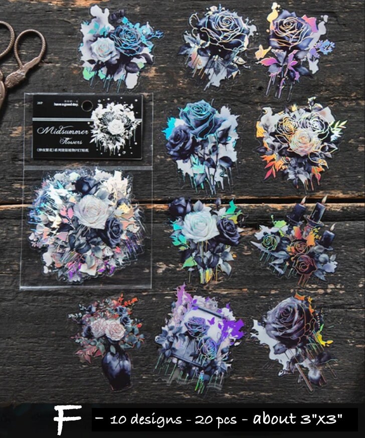 Holographic Flower Cluster Stickers: Gold & Silver PET Accent ...