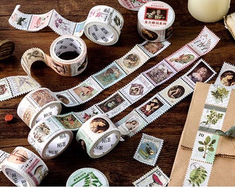 Washi Stamp Tape, Scrapbook Tape, Lady Washi Tape, Roses Stamp Tape,Botanical Flora and Fauna Washi Stamp Tape, Mushrooms Washi Stamp Tape