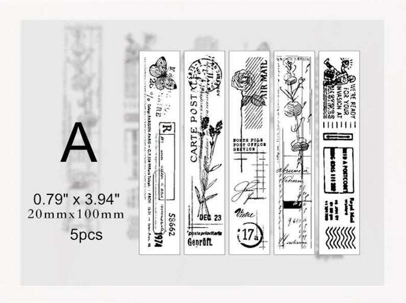 Rubber Stamp on a Foam Backing Vintage Design for Scrapbooking, Junk Journal, Planner, Bullet Journal A