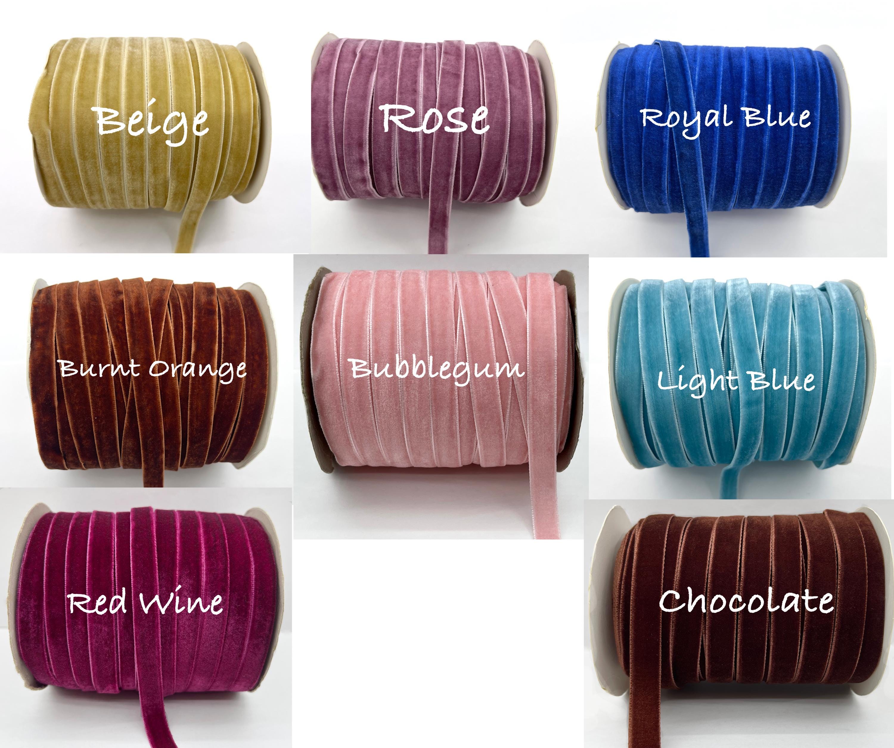 Luxury Velvet Ribbon 3/8" -1mm - single face - by the yard - 4 colors