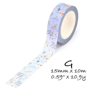 Botanical Washi Tape, Floral Deco Washi, Pastel Floral, Delicate Flowers, Shabby Chic Scrapbook Tape, Retro Washi Tape, Junk Journal