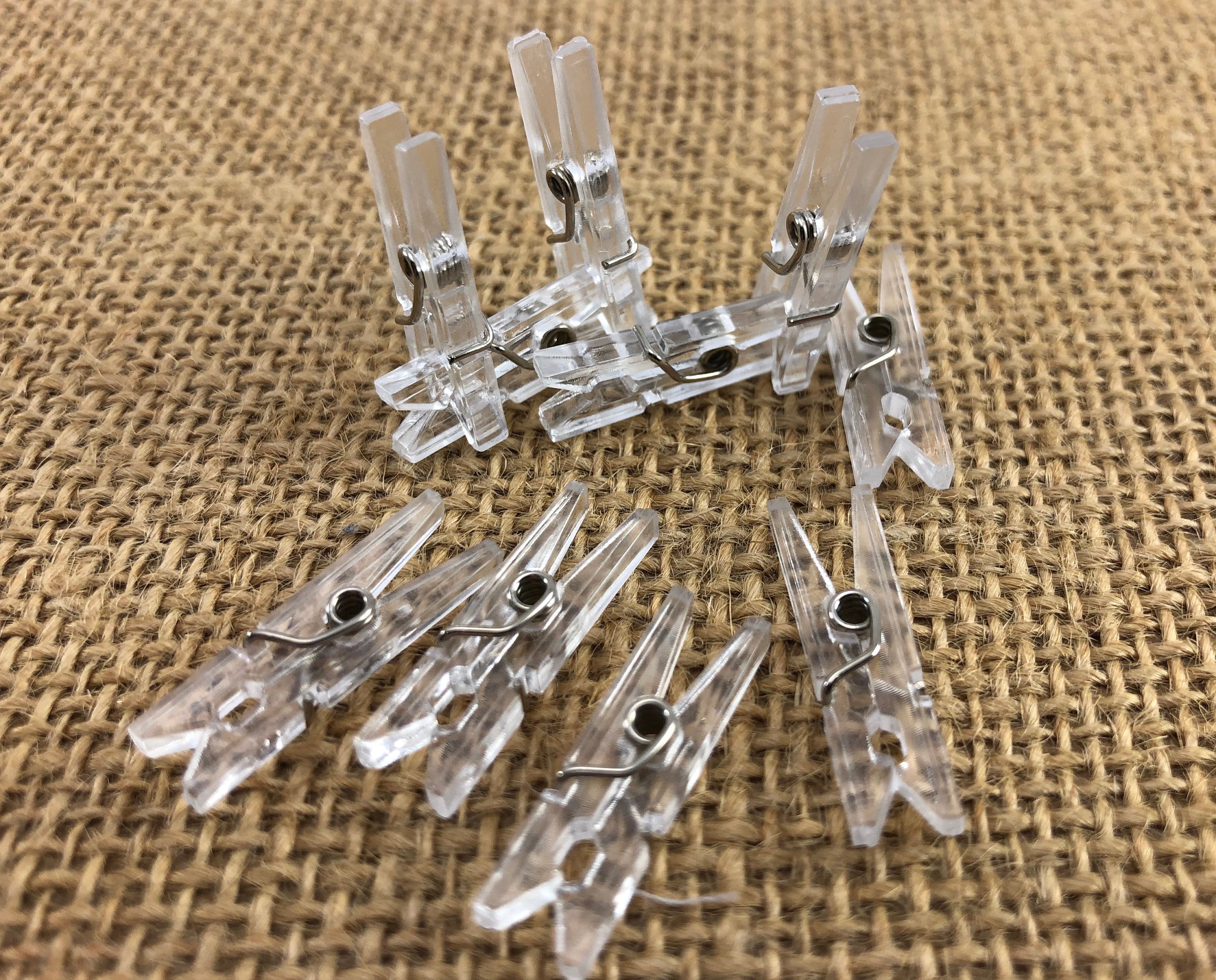 20 Mini Clothes Pins, Clear, Photo Clip, Clothes Peg, Transparent