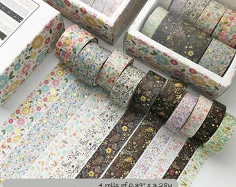 Gold Foiled Elegant Washi Set, 10pcs Golden Tapes Scrapbook, Retro, Floral, Geometric, Junk Journal