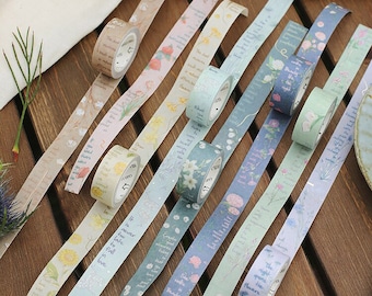 Floral Washi Tape with Gold Foil: Botanical Scrapbook Tape