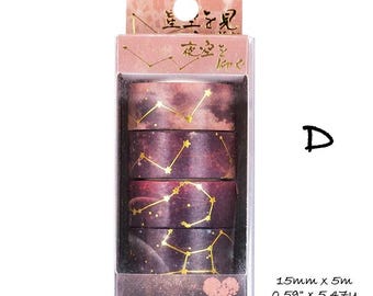 Gold Elegant Washi Set, Silver Foil Tape, Oriental , Scrapbook Tape, Golden accent, Retro,Floral,