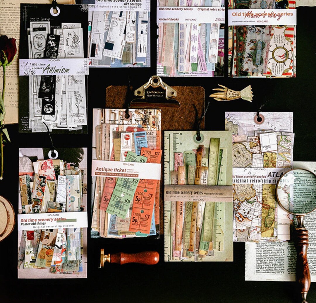 30 Pcs Vellum/paper Ticket Sticker, Ruler, Maps, Transparent Sticker ...