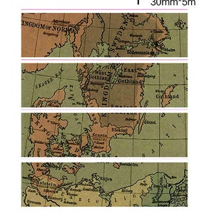 Map Washi Tape, Old Map Washi Tape, Travel Maps Washi Tape, Deco Tape ...