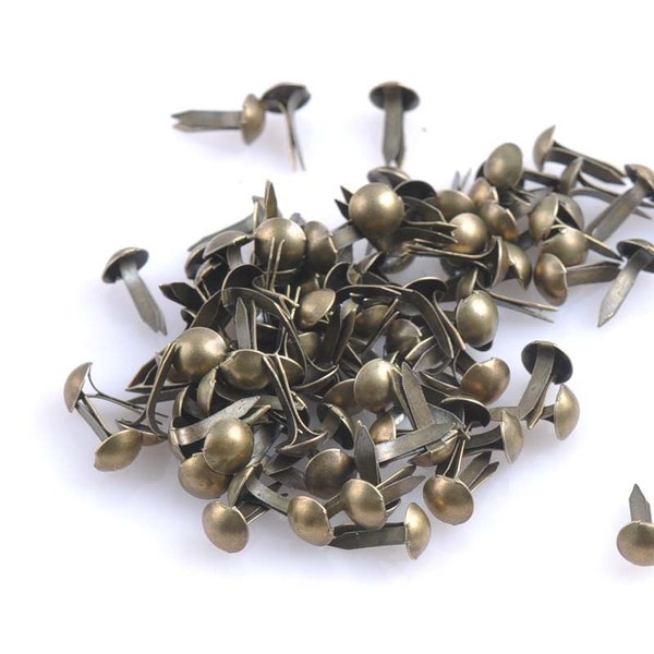 Metal Round Head Split Pin Brads Paper Fastener For Scrapbook Decor, Junk Journal, Bronze, Gold - Set of 20 pcs