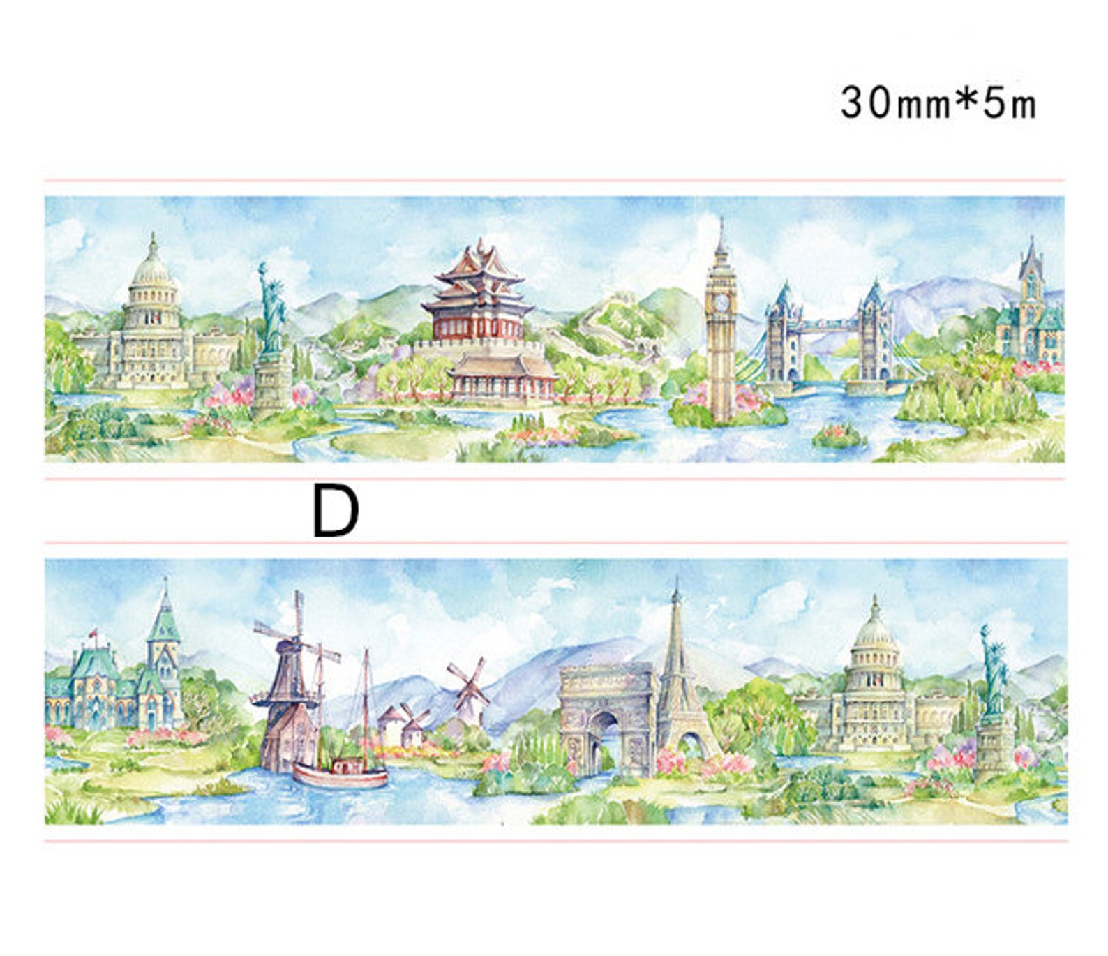 Washi Tape City Skyline Washi Tape Mountain City Landscape Etsy