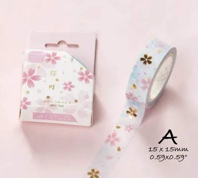 Washi Tape, Pink Golden Washi Tape, Deco Washi Tape, Scrapbook Tape, Gold accent Washi Tape, Retro Washi Tape,Floral Washi Tape, A