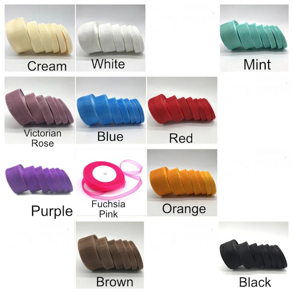 Organza ribbon, Sheer organza ribbon, 10mm ribbon, 5 yards piece, 11 colors