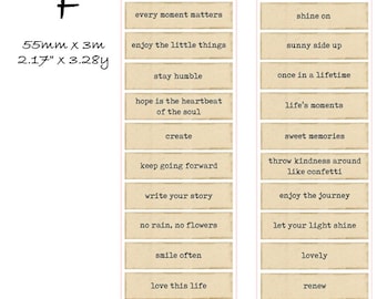 Script Collage Washi Tape: Numbers Words Shabby Chic Scrapbook Deco Tape