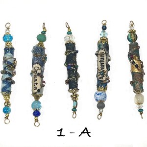 Boho Fabric Bead Set: Mixed Fibers, Glass & Wood - Journal Charm A