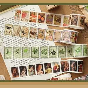 Washi Stamp Tape, Scrapbook Tape, Paintings Tape, Old Ads,Botanical Flora and Fauna Washi Stamp Tape, Movies Washi Stamp Tape
