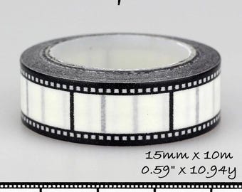Black & White Washi Tape: Polka Dot, Film Strip, Piano Keys, Music Sheet