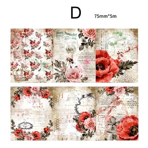 Collage Washi, Foliage Collage Tape, Postcard Tape, Botanical Washi Tape, Junk Journal, Shabby Chic Deco Washi Tape, Scrapbook Tape,