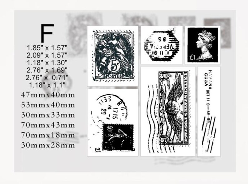 Rubber Stamp on a Foam Backing Vintage Design for Scrapbooking, Junk Journal, Planner, Bullet Journal F