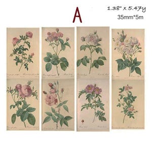 Washi Tape, Botanical Vinage Cards Floral Washi Tape, Watercolor Floral Tape, Junk Journal, Vintage Tape, Shabby Chic, Retro Tape,Scrapbook
