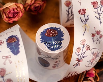 Gold Foil Botanical Washi Tape: Retro Floral Scrapbook Deco Tape