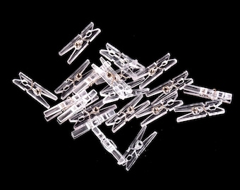 20 Mini Clothes Pins, Clear, Photo Clip, Clothes Peg, Transparent Clip, Journal, Scrapbooking,