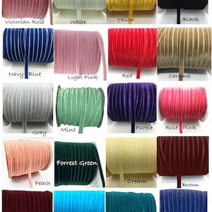 Luxury Velvet Ribbon 3/8&quot; -10mm - single face - by the yard - 40 colors