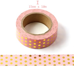 Washi Tape, Pink Golden Washi Tape, Deco Washi Tape, Scrapbook Tape, Gold accent Washi Tape, Retro Washi Tape,Floral Washi Tape, I