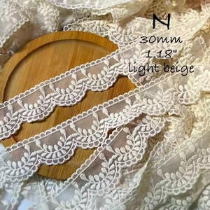 Embroidery Lace Trim Band by the yard, Junk Journal, Scrapbooking, Sewing, Doll Trim