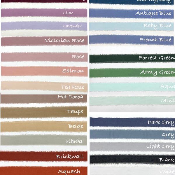 Chiffon Silk-like Frayed Edges Delicate Soft Ribbon, Elegant Decor, Gift wrap, 28 colors, 1.5in - by the yard - max length per piece 5yards