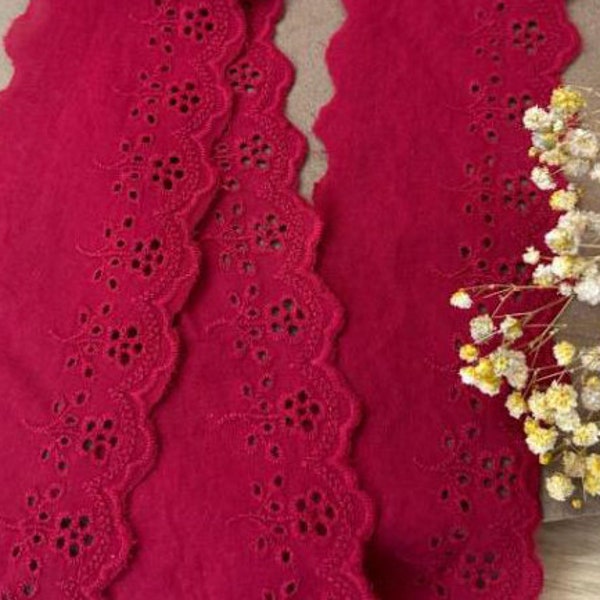 Eyelet Lace Trim, Fabric Lace Trim by the yard, Pink White Gray  by the yard, Junk Journal, Scrapbooking