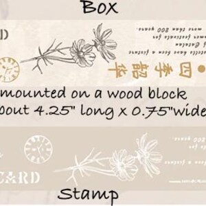 Wood Rubber Stamp Botanicals Vintage Design for Scrapbooking, Junk Journal, Planner, Bullet Journal F