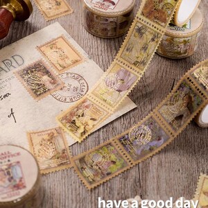 Washi Stamp Tape, Scrapbook Tape, Lady Washi Tape, Roses Stamp Tape,Botanical Flora and Fauna Washi Stamp Tape, Mushrooms Washi Stamp Tape